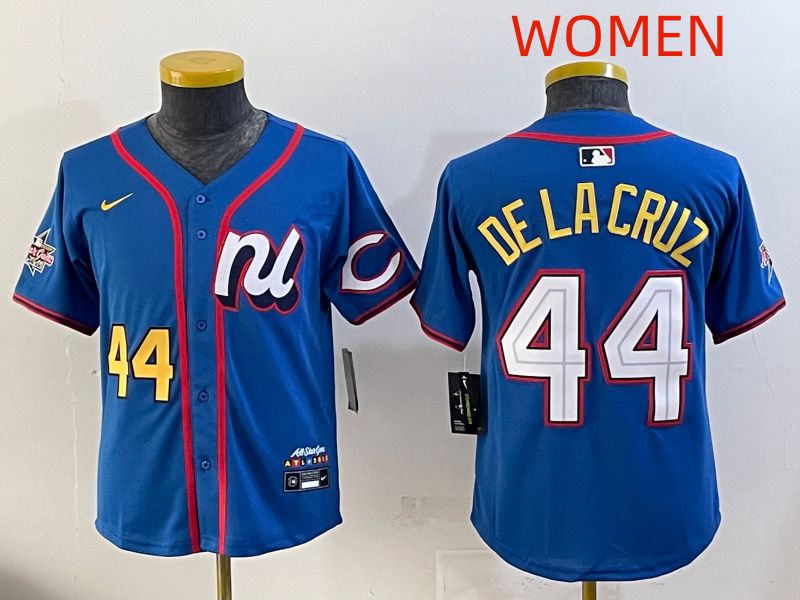 Women 2025 Cincinnati Reds #44 De Lacruz Blue All star Nike MLB Jersey style 02->women mlb jersey->Women Jersey